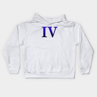 Blue Roman Numeral 4 IV Kids Hoodie